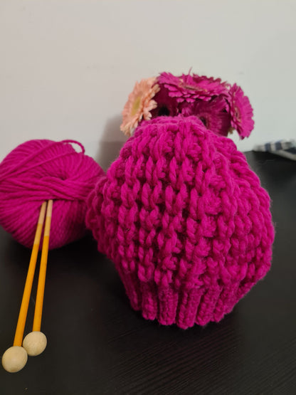 Winterwollmütze für Kleinkinder – Sanftes Pink, 100% Merino Schurwolle, Vielseitiges Design - AyWool