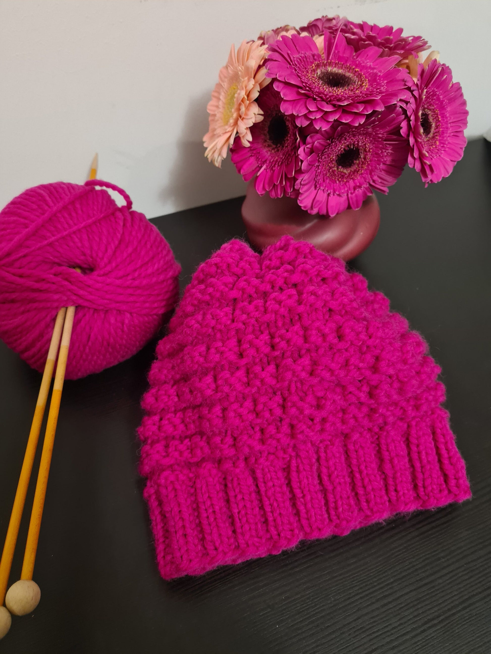 Winterwollmütze für Kleinkinder – Sanftes Pink, 100% Merino Schurwolle, Vielseitiges Design - AyWool